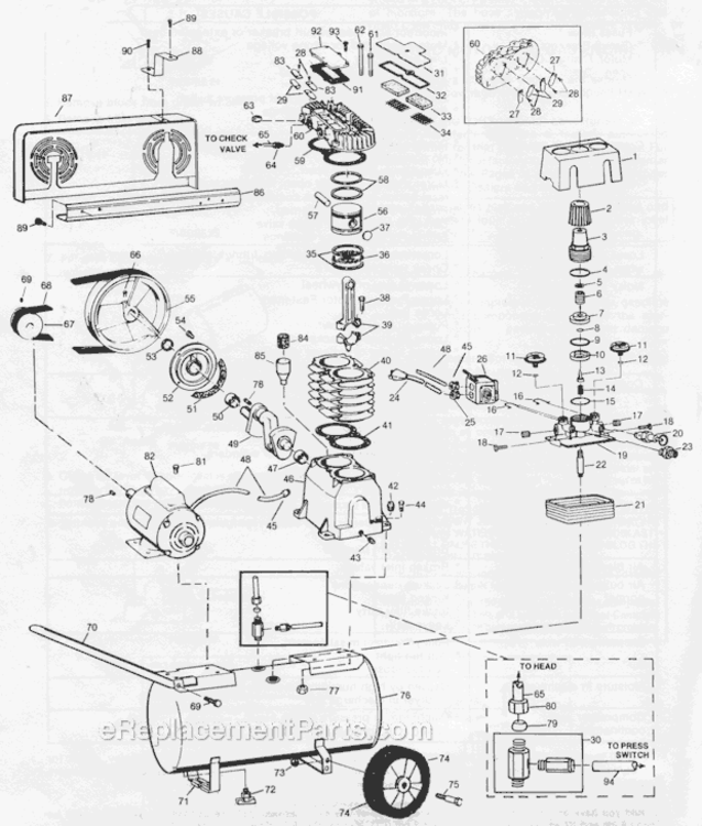 Page A Diagram and Parts List for VT615800  Campbell Hausfeld Compressor